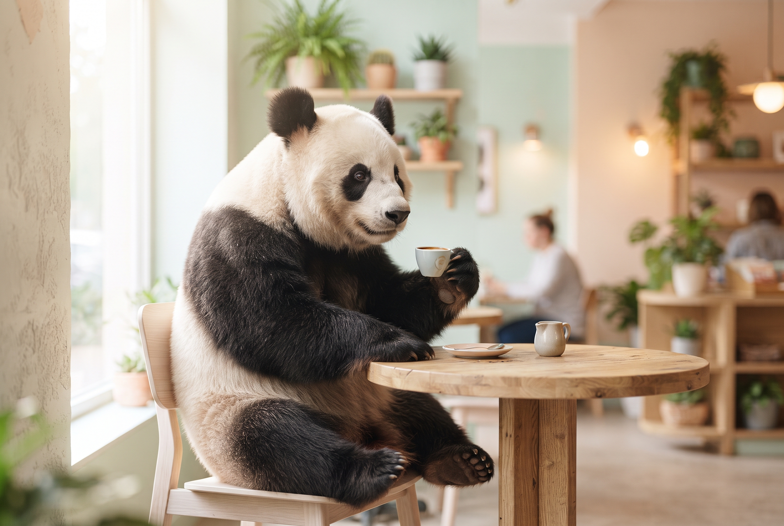 Panda w kawiarni